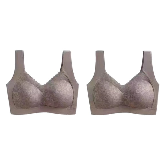 Jkety Women's Full Figure Front Closure Wirefree Back Support Posture Bra Wireless Bra Pink,2XL