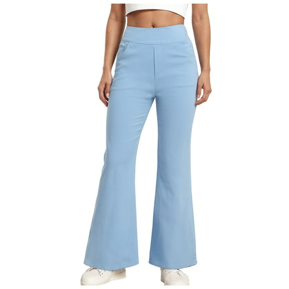 Jkety Women's Plus Size Free Mid Rise Bootcut Pant Womens Slacks(Light Blue,S)