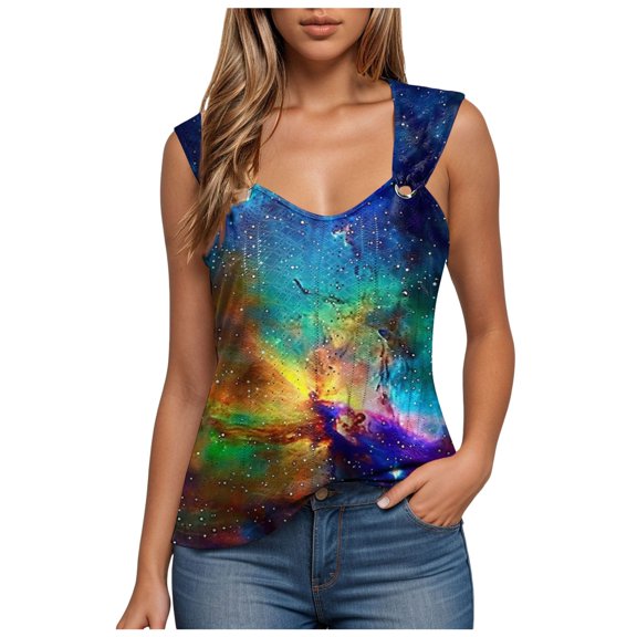 Jkety Women's Tanks & Camis Womens Sleeveless High Neck Tank Tops Fashion Summer Casual Basic Slim Fit Ribbed Racerback Top Shirt Clothes(Gold,S)