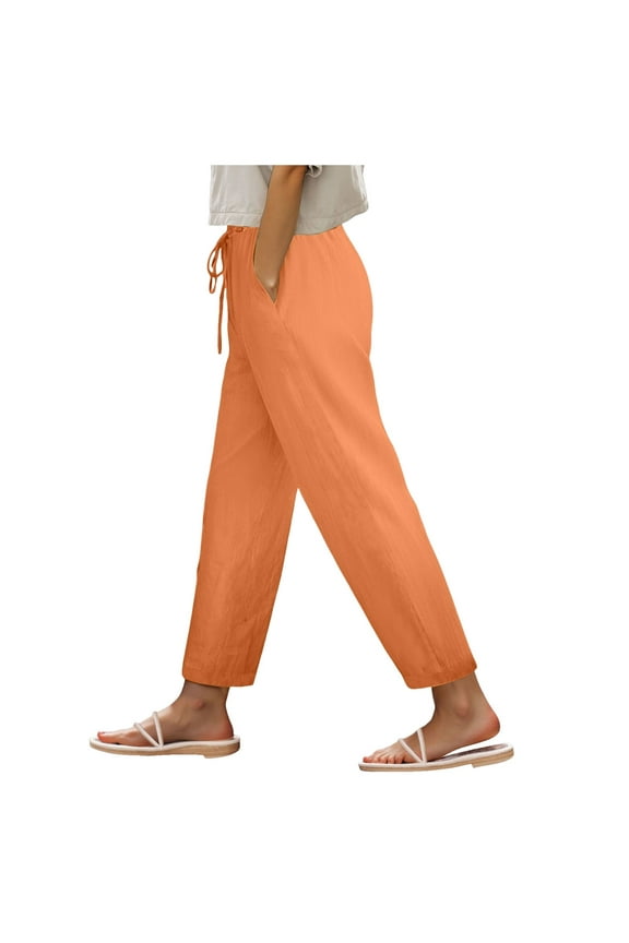 Women's Ultra Lux Comfort Any Wear Straight Leg Pant Beach Vacation Clothes for Women(Orange,2XL)