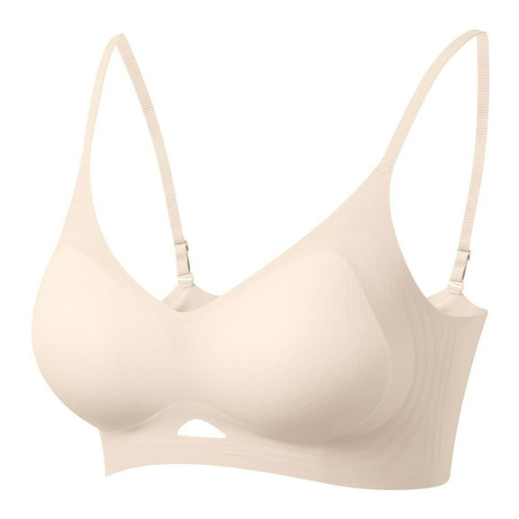 Jkety Women's Underarm-smoothing With Seamless Stretch Wireless Lightly Lined Comfort Bra Wireless Bra Beige,M