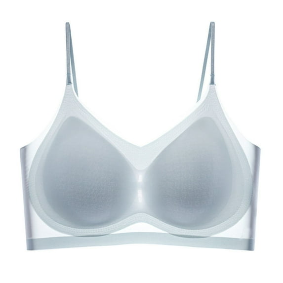 Jkety Women's Wireless T-Shirt Bra with and Comfort Foam Bras for Women Light Blue,M