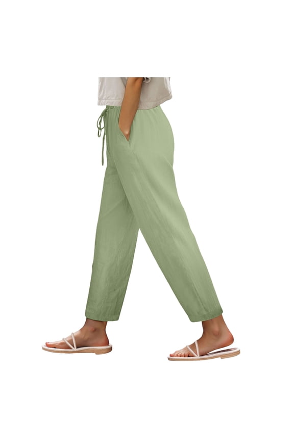 Women's Free Relaxed Fit Straight Leg Pant Summer Pants for Women 2025(Light Green,L)