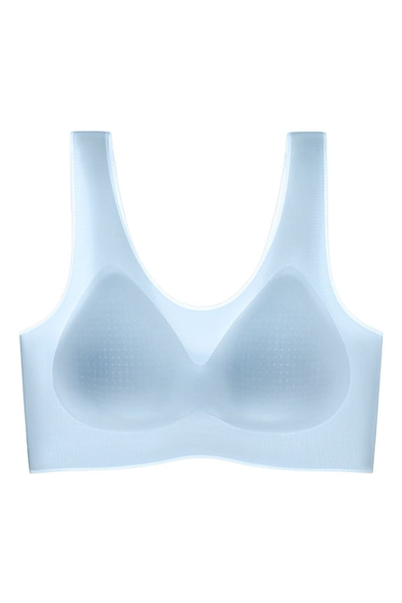 Womens Bras No Underwire Full Support Women's Pure Comfort Front-Close Wireless, Seamless Cooling T-Shirt Bra Sky Blue,L