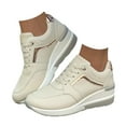thumbnail image 1 of Jkety Womens Sneakers Women Sneakers Comfort Slip On Wedges Shoes Breathable Mesh Walking Shoes Beige,5.5, 1 of 5