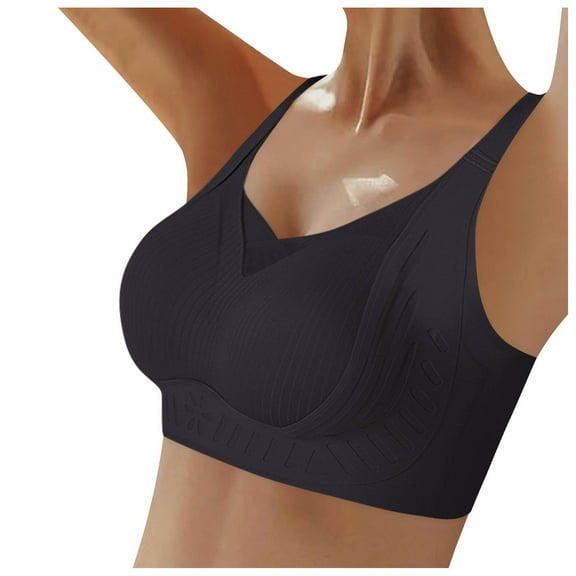 Jkety Womens Sports Bra - Padded Racerback Low Impact Spaghetti Thin Strap Workout Yoga Top Sports Bras for Women High Support Black,L