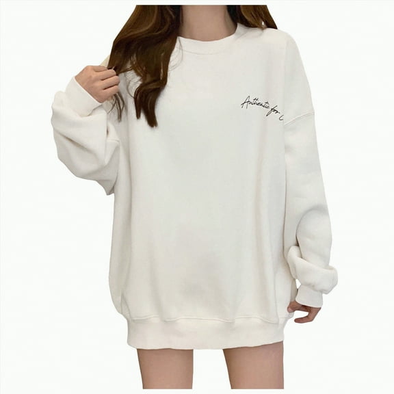 Jkety Womens Sweatshirt Womens Long Sleeve Shirts Basic Tee Fall Trendy Spring Top Business Casual Beach Vacation Workout 2025 Fashion White,2XL