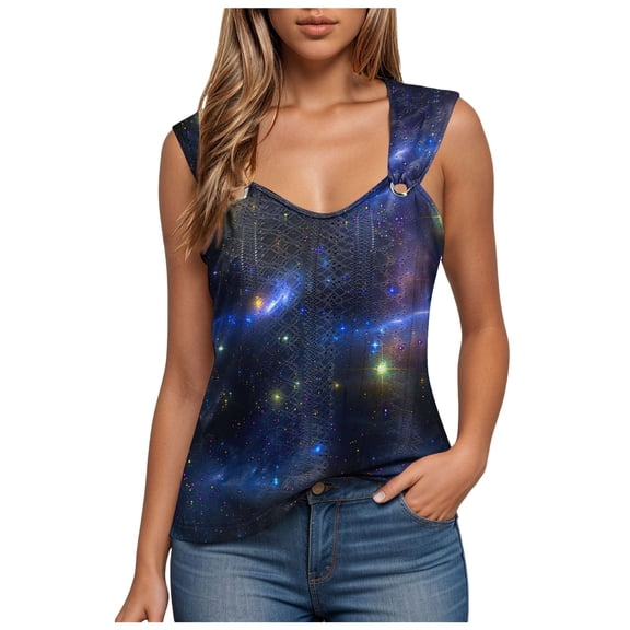 Jkety Womens U Neck Tank Tops Summer Sleeveless Loose Button Casual Henley Shirts Cute Summer Tops(Sky Blue,S)