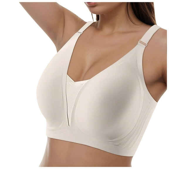 Jkety Womens Wireless Bras Comfortable Push Up Bra No Underwire Bra Full Support Lift Bralette Everyday Seamless Tshirt Bras Womens Bras White,2XL