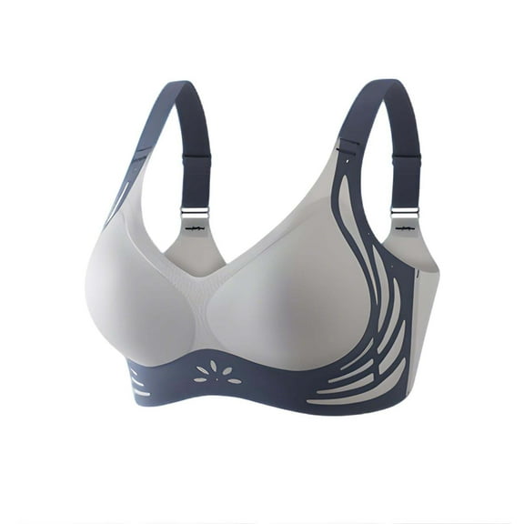 Jkety Womens Wireless Seamless Bras Deep V No Underwire Push Up Bras Supportive Full Coverage Bralettes Plunge T Shirt Bra Warners Bras for Women Wirefree Blue,L