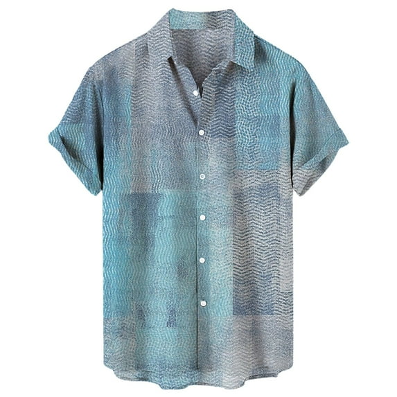 Jkety Workout Shirts Men's Button Down Shirts Short Sleeve Casual Shirts Summer Beach Shirts Vacation Wedding Shirts with Pocket Blue,S