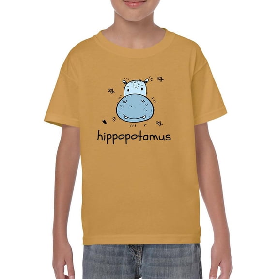 Jkids Hippopotamus Drawing T-Shirt Juniors -Image by Shutterstock,  Small