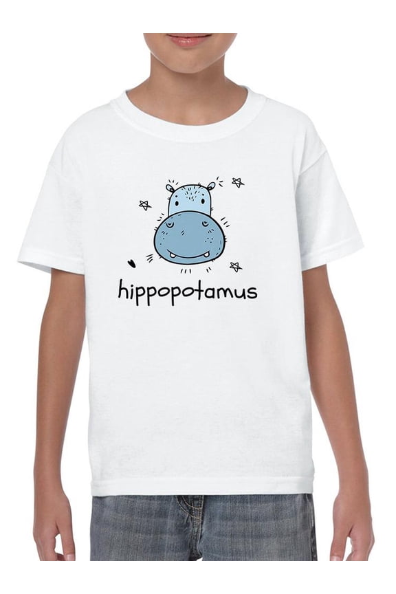 Jkids Hippopotamus Drawing T-Shirt Juniors -Image by Shutterstock, Small