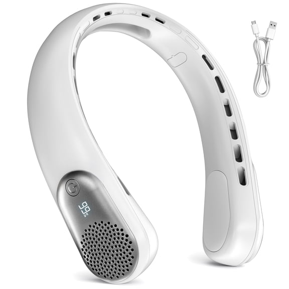 Jkjoy Portable Neck Fan with LED Display,Headphone Wearable Personal Fan, Hands Free Rechargeable 5200Mah Battery