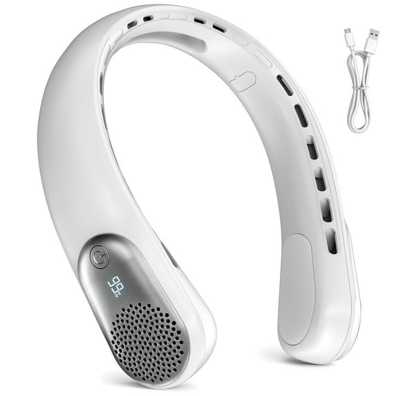 Jkjoy Portable Neck Fan with LED Display,Headphone Wearable Personal Fan, Hands Free Rechargeable 5200Mah Battery