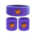 thumbnail image 1 of Jkung 1 Set Kids Sports Headband Wristband Ball Embroidery Stretch Breathable Sweat Absorbing Boys Girls Knitted Basketball Volleyball Wrist Protector Sweatband, 1 of 8