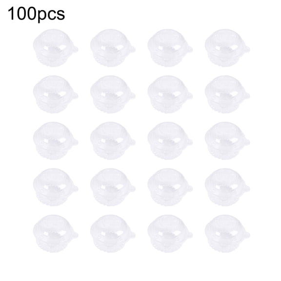 Jkung 100Pcs Cupcake Box Plastic Clear Cupcake Container with Secure Flip-Top Seal Easy Open Close Stackable Dessert Holder