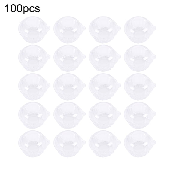 Jkung 100Pcs Cupcake Box Plastic Clear Cupcake Container with Secure Flip-Top Seal Easy Open Close Stackable Dessert Holder