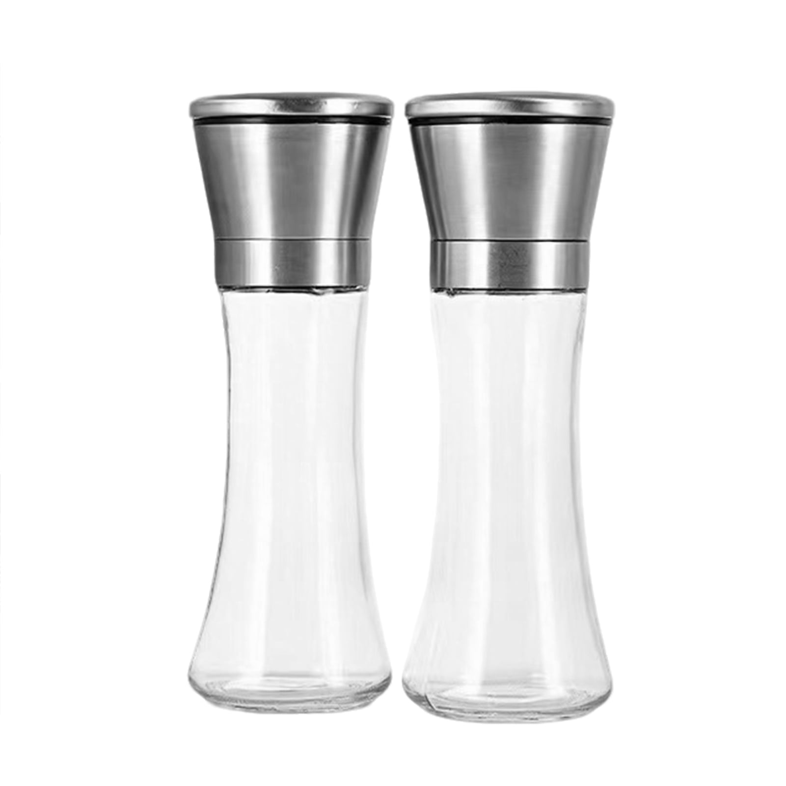 Jkung 2Pcs Pepper And Salt Grinder Refillable Stainless Steel Mill with Adjustable Coarseness Manual Spice Grinder for Kitchen Home Restaurant