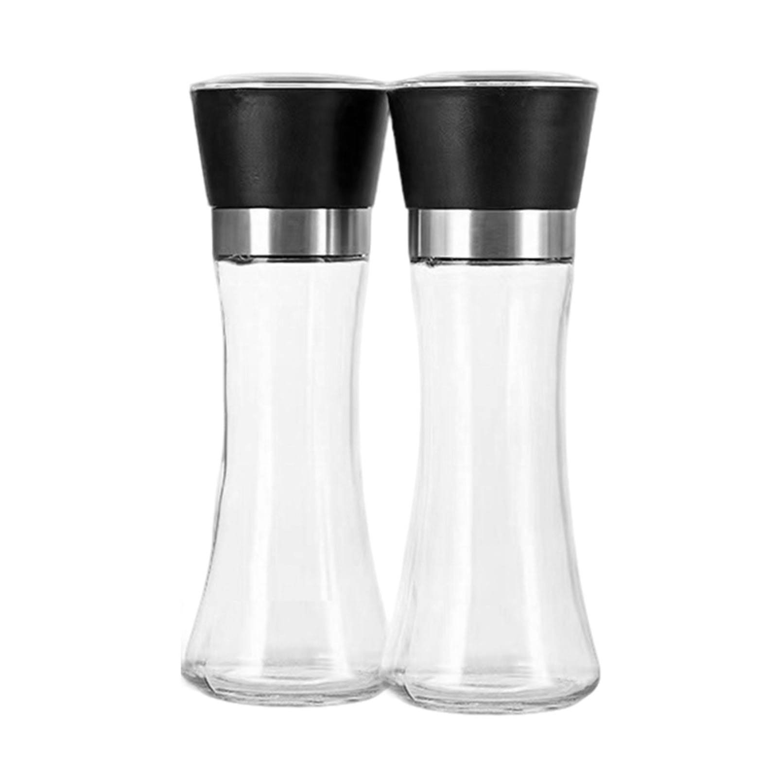 Jkung 2Pcs Pepper And Salt Grinder Refillable Stainless Steel Mill with Adjustable Coarseness Manual Spice Grinder for Kitchen Home Restaurant