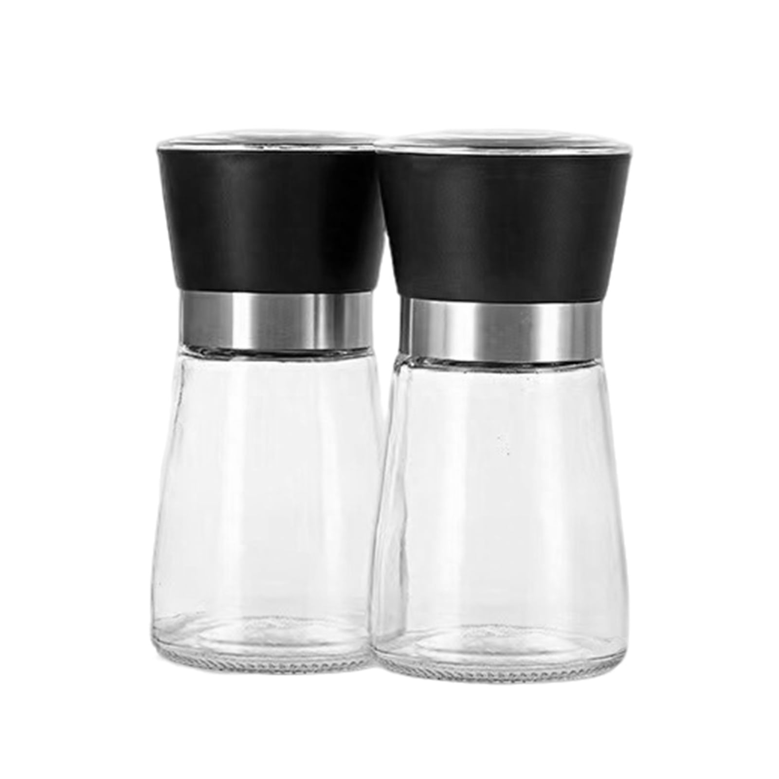 Jkung 2Pcs Pepper And Salt Grinder Refillable Stainless Steel Mill with Adjustable Coarseness Manual Spice Grinder for Kitchen Home Restaurant