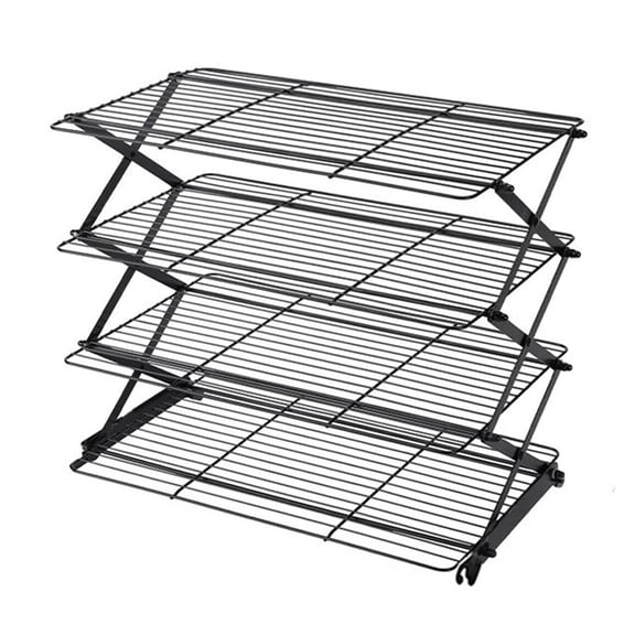 Jkung 3/4-Tier Collapsible Cooling Rack Foldable Adjustable Stackable Design Non-Stick Coated Metal Cooling Rack Cakes Baking Kitchen Tool