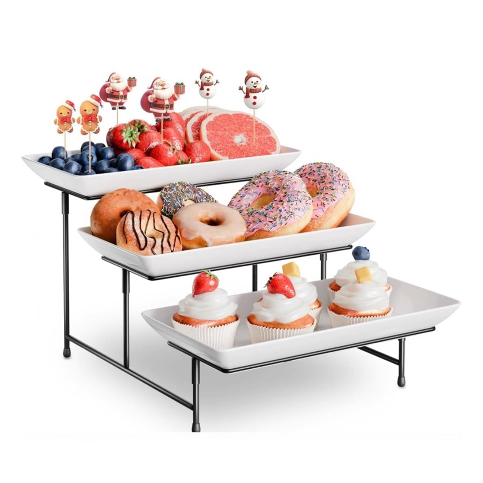 Dessert Presentation Rack Jkung 3-Tier Dessert Stand Fruits Pastries Appetizers Tray Elegant ...