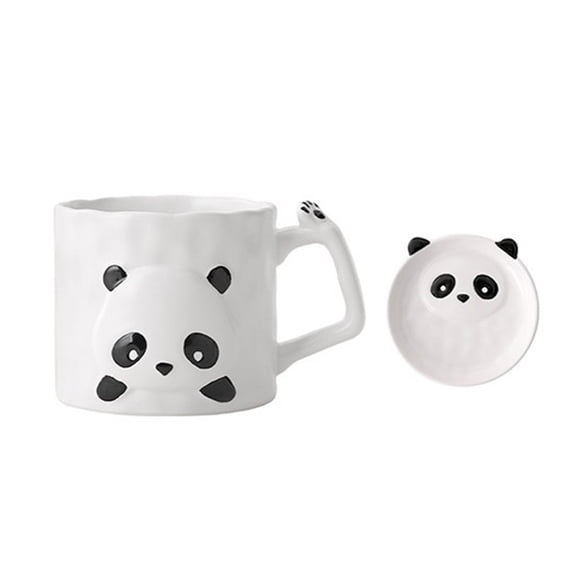 Jkung 390ml Ceramic Mug Cartoon Panda Shape Large Capacity Ceramic Coffee Mug with Chinese Elements High Temperature Resistant Office Cup