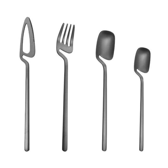 Jkung 4 Pcs Hangable Tableware Set Stainless Steel Fork Knife Spoons Flatware Cutlery Kitchen Utensil Dinnerware Set