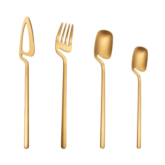 Jkung 4 Pcs Hangable Tableware Set Stainless Steel Fork Knife Spoons Flatware Cutlery Kitchen Utensil Dinnerware Set