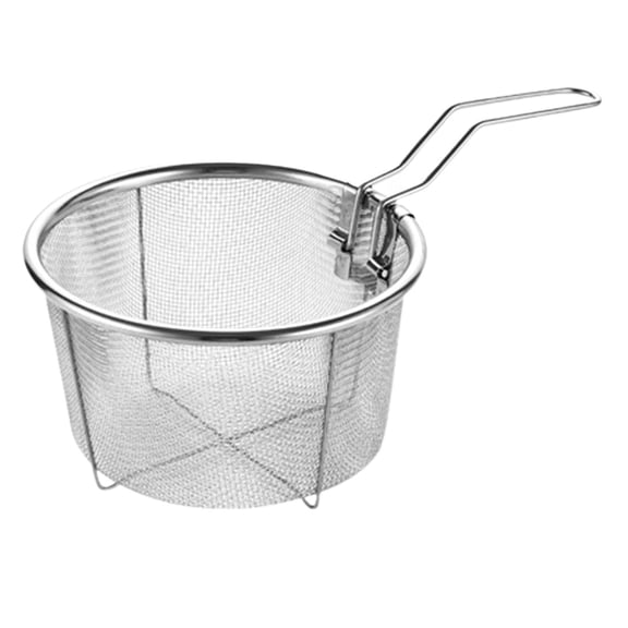 Jkung Collapsible Deep Fryer Basket Stainless Steel Fry Basket with Foldable Handle 6/7 Inch Round Wire Mesh Basket for Kitchen Frying Chicken Snacks Vegetables