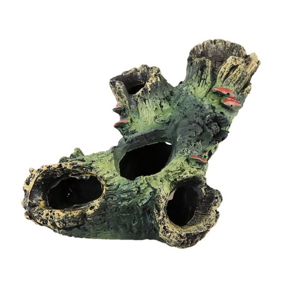 Jkung Decaying Trunk Aquarium Hide, Decorative Betta Fish Hideout, with Multiple Holes And Caves, Resin Log Fish Hideout Cave for Fish Tank Decor