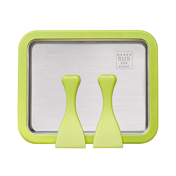 Jkung Fried Ice Machine Stainless Steel Large Freezing Tray with 2 Non-Stick Scrapers Fried Yogurt Maker for Rolled Ice Cream Popsicles