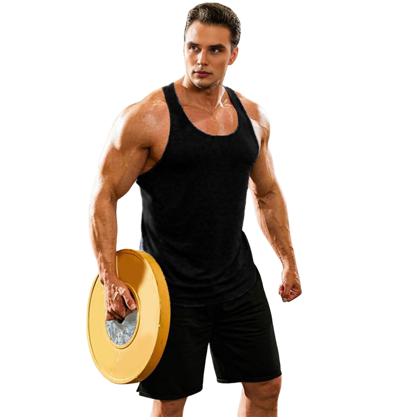 Jkung Men Vest Round Neck Sleeveless Pure Color Summer Sport Vest Outdoor Running Fitness Tank Tops Daily Wear