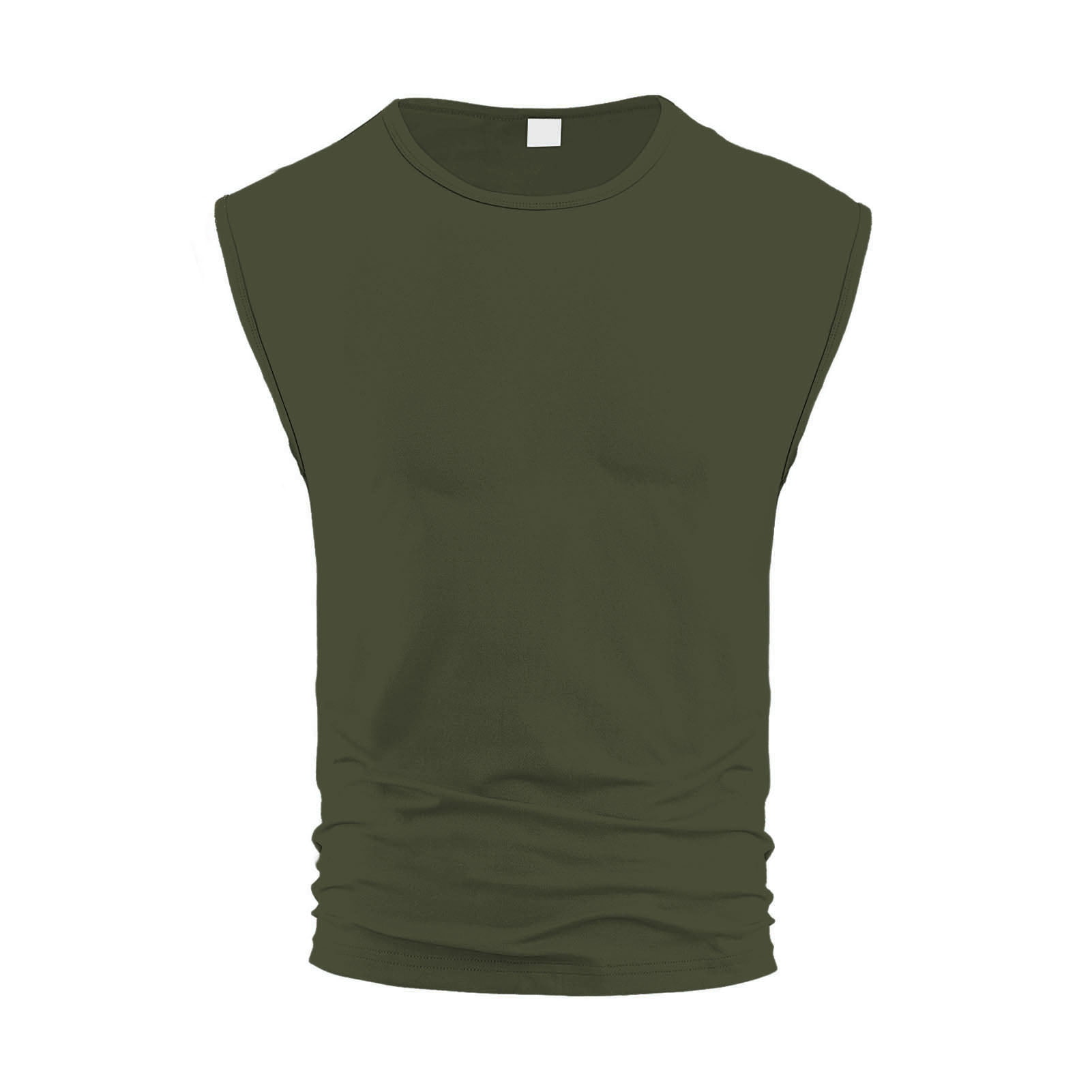 Jkung Men Vest Round Neck Sleeveless Pure Color Summer Sport Vest Quick-Drying Outdoor Running Fitness Tank Tops Daily Wear