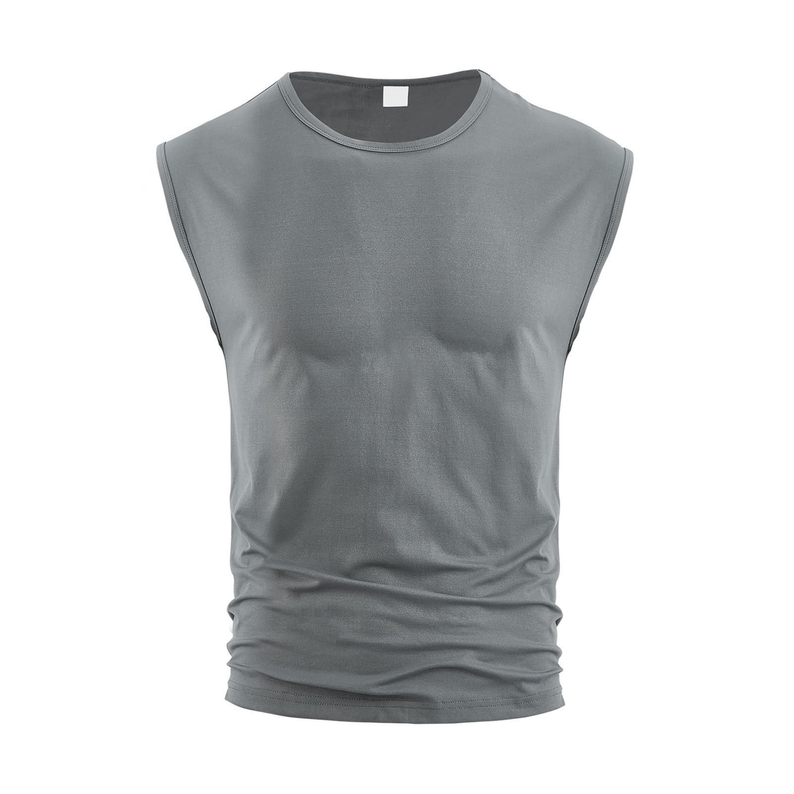 Jkung Men Vest Round Neck Sleeveless Pure Color Summer Sport Vest Quick-Drying Outdoor Running Fitness Tank Tops Daily Wear
