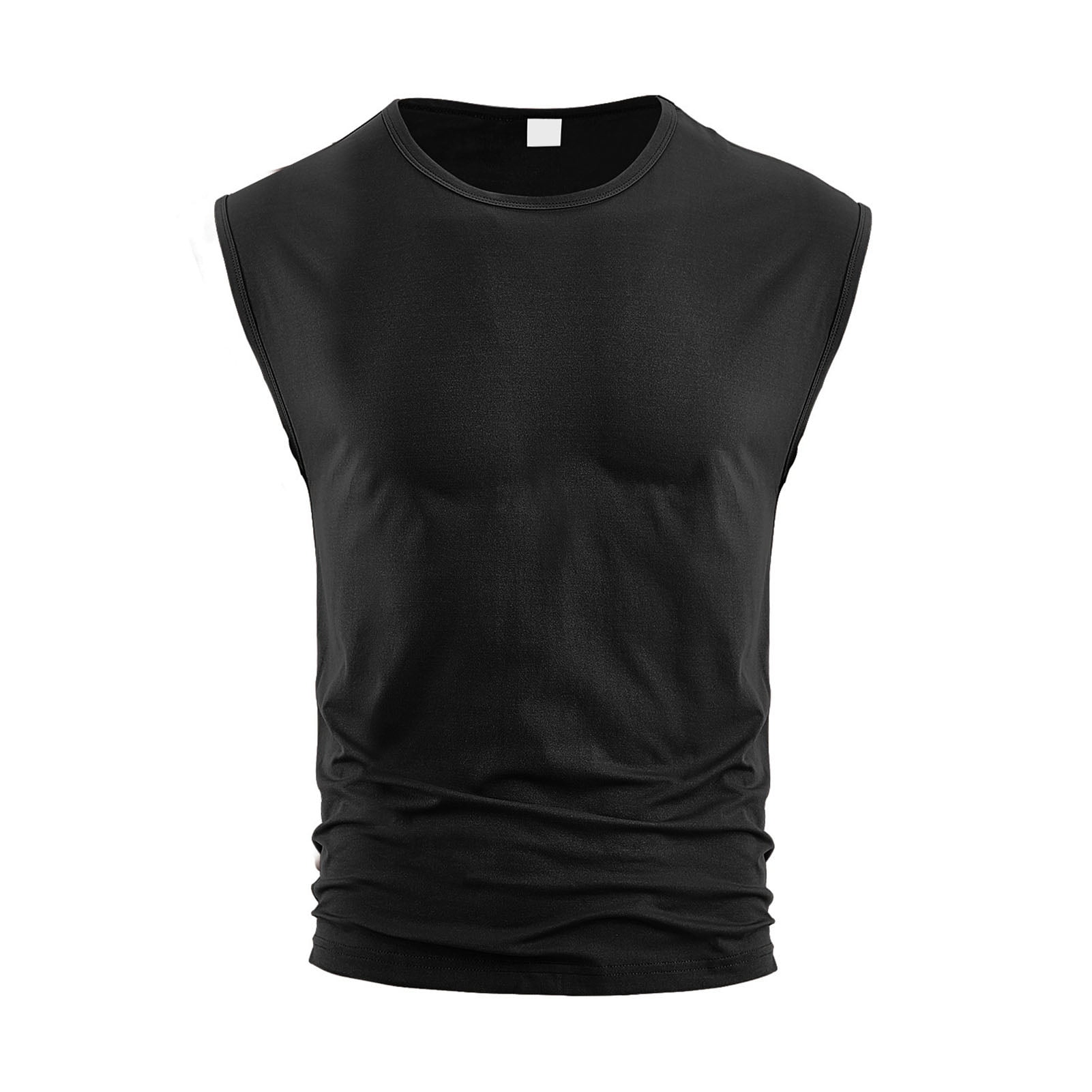 Jkung Men Vest Round Neck Sleeveless Pure Color Summer Sport Vest Quick-Drying Outdoor Running Fitness Tank Tops Daily Wear