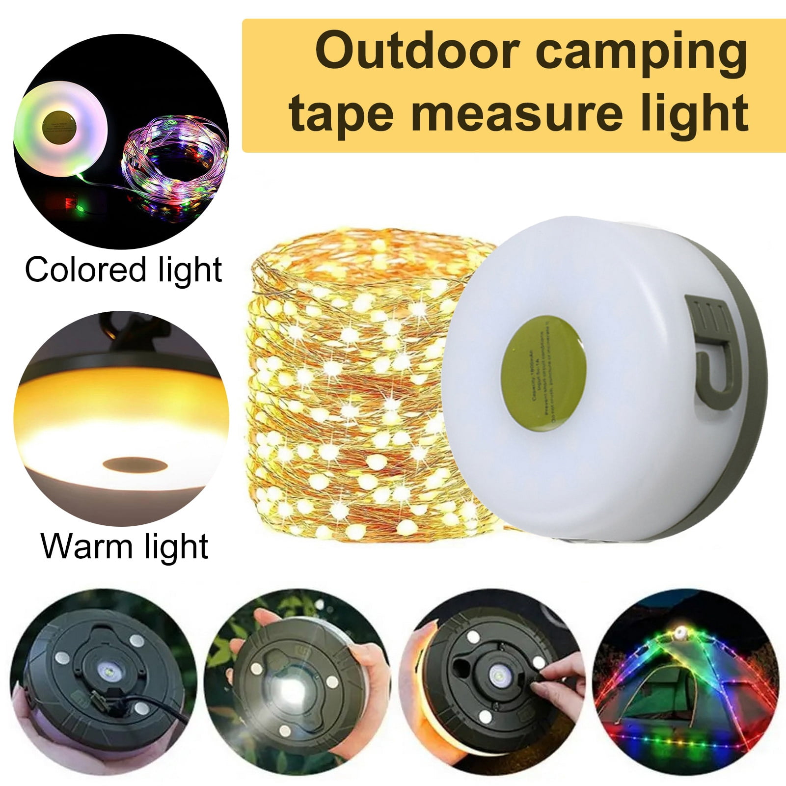 Jkung Retractable Outdoor Camping Light Waterproof Fairy Light USB Rechargeable Modes Adjustable Stowable LED Lamp Garden Patio Yard Tent Decoration Lantern