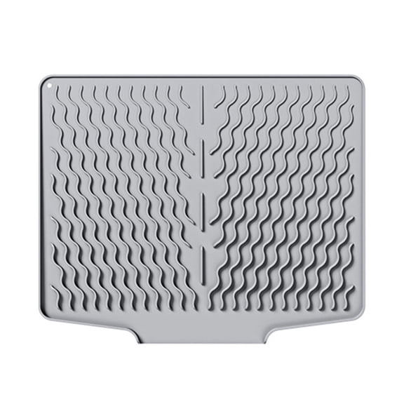 Jkung Silicone Drain Mat Nordic Style Heat-Resistant Rectangular Shape Sloped Design Non-slip Dish Drying Mat Kitchen Accessory