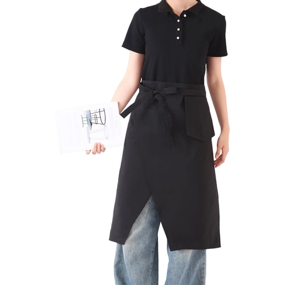 Jkung Splash-Proof Half Apron with Side Slits Polyester Cooking Apron Oil And Water-resistant Apron for Restaurant & Kitchen Work
