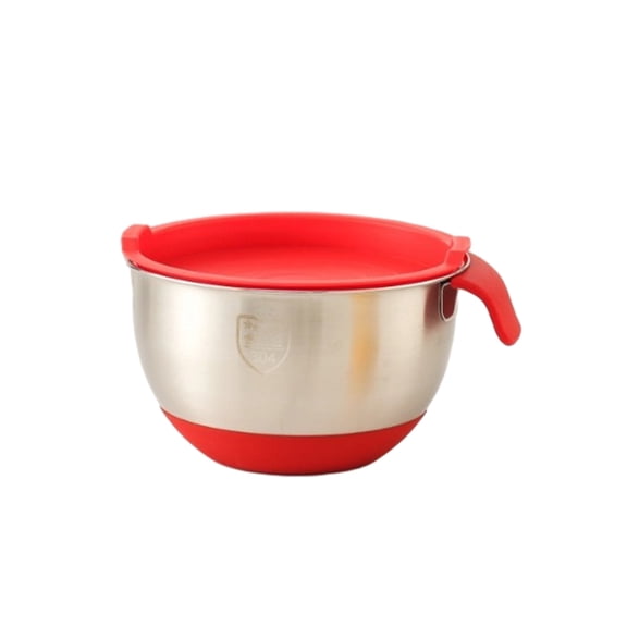 Jkung Stainless Steel Mixing Bowl with Handle And Pour Spout Metal Nesting Bowl with Non-Slip Bottoms for Kitchen Mix Cook Bake Prep