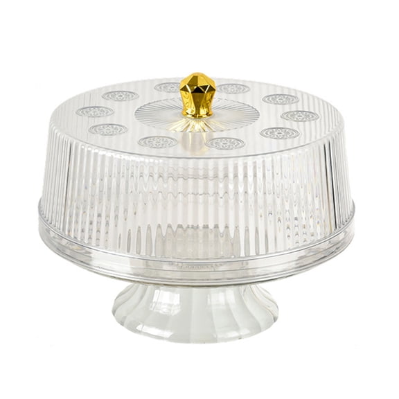 Jkung Vintage Style Glass Cake Stand with Dome Lid 360-Degree Clear Visibility Cake Plate Cakes Cupcakes Pastries Fruit Stand