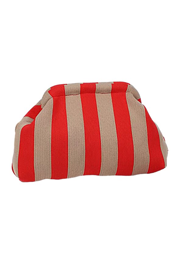 Women Handbag Colorblock Knitted Large Capacity Large Mouth Cosmetic Cellphone Keys Stoarge Pouch Summer Beach Clutch Lady Purse