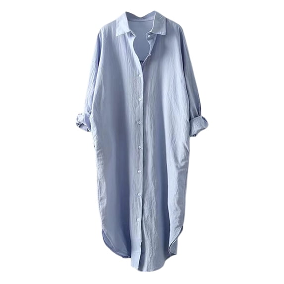 Jkung Women Shirt Lapel Long Sleeve Buttons Placket Shirt Tops with Pockets Pure Color Regular Fit Casual Shirt Work Daily Life Wear