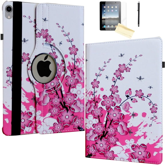Jkytec Case for iPad Air 3rd Generation/for iPad Pro 10.5 , Smart Cover Rotating Stand Auto Wake up Sleep for A2152 A2153 A1701 A1709 (Cherry Flower)