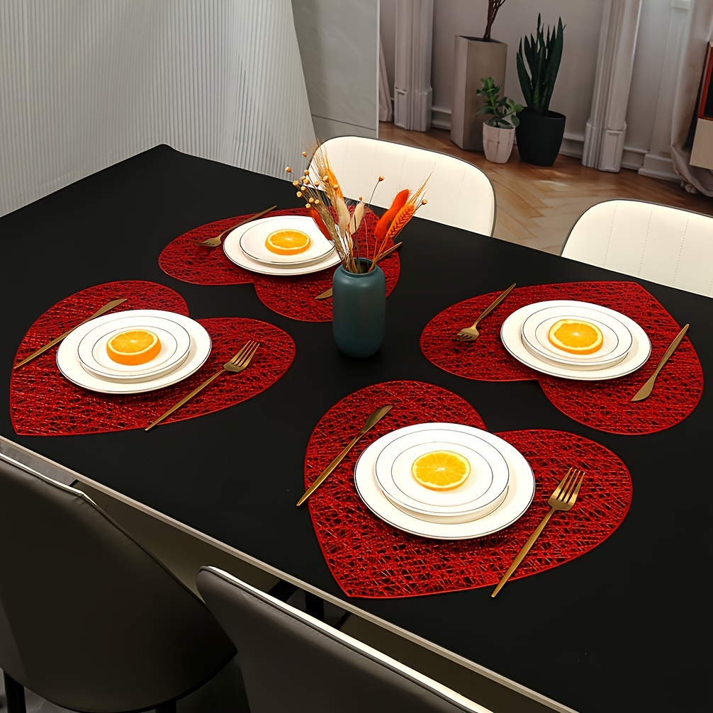 Jkzcp 4/6/8pcs Valentine‘s Day Love Pad Heartshaped Placemats For Home
