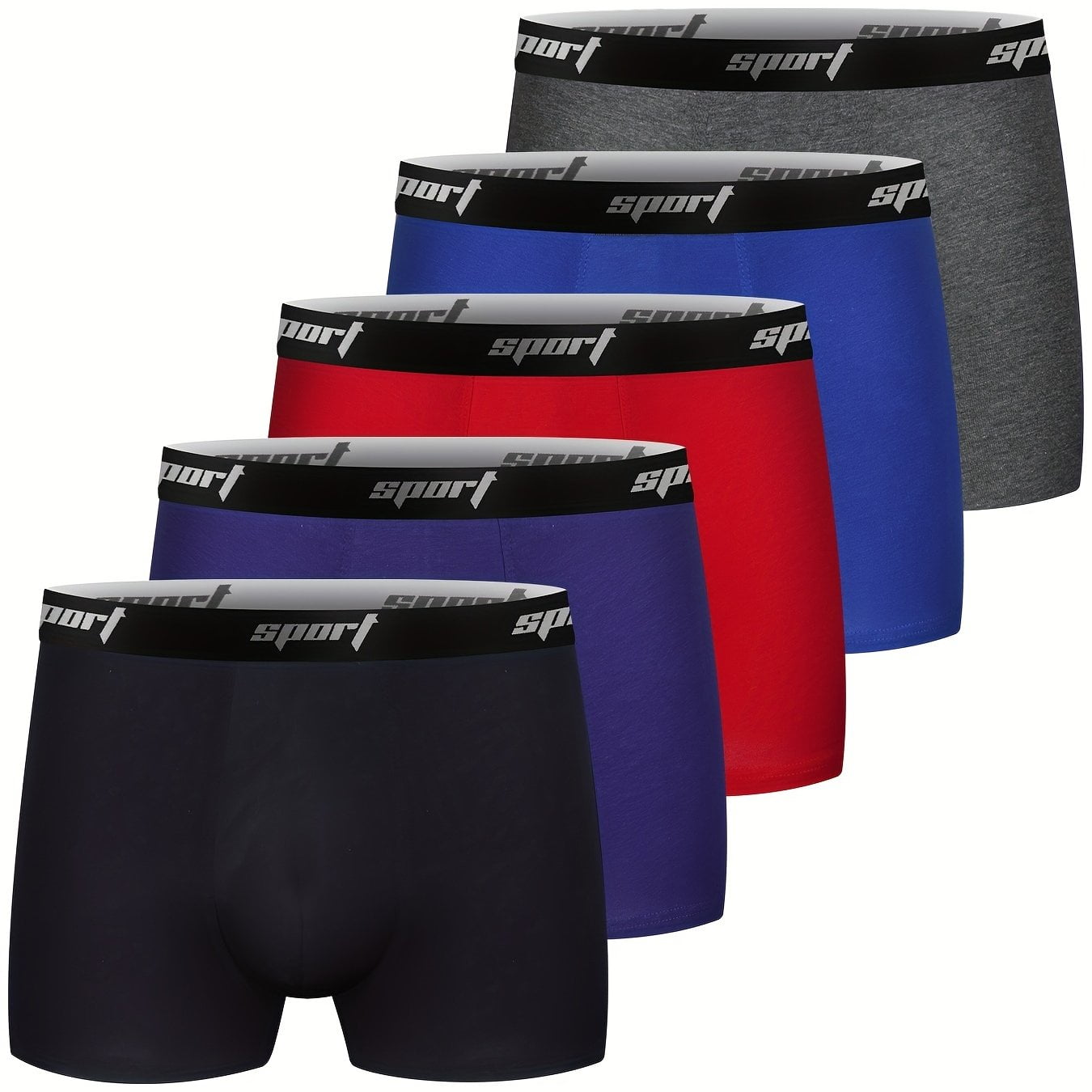 Jkzcp 5pcs Men‘s Breathable Comfortable Soft Stretchy Plain Color Boxer ...