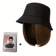 Jkzcp  Sassy Bob Hat-Wig  Heat-Resistant  Detachable Straight Hair  Adjustable Fisherman Cap – Women‘s Fashion