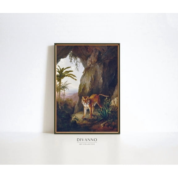 Jl Agasse Tiger In A Cave Vintage Animal Poster, Unframed Size 16x24