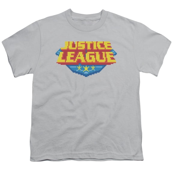 Jla - 8 Bit Logo - Youth Short Sleeve Shirt - Large